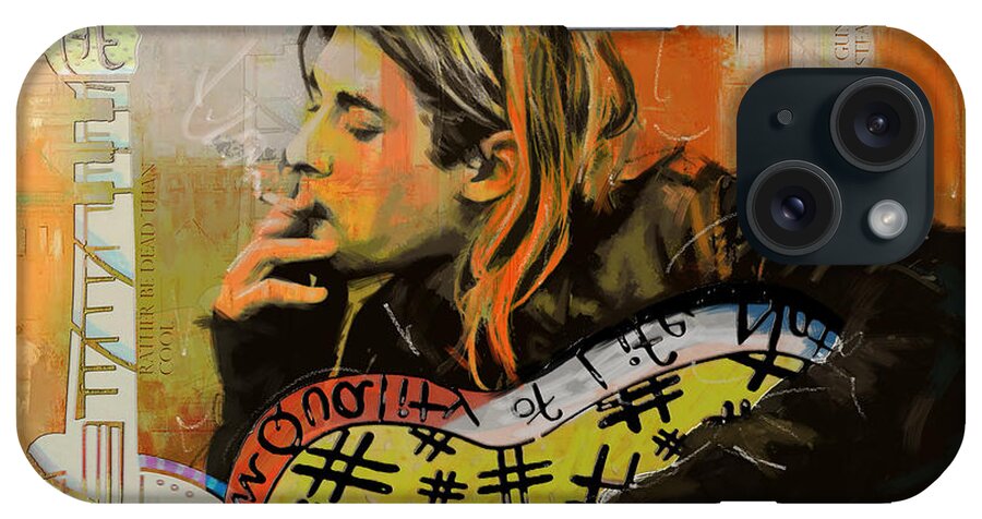 Nirvana iPhone Case featuring the painting Kurt Cobain #1 by Corporate Art Task Force