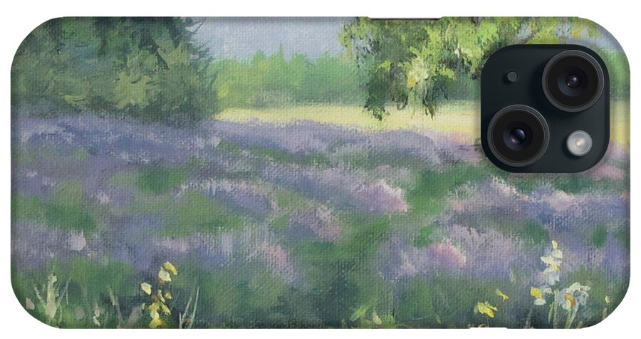 Landscape iPhone Case featuring the painting Lavender Afternoon #1 by Karen Ilari