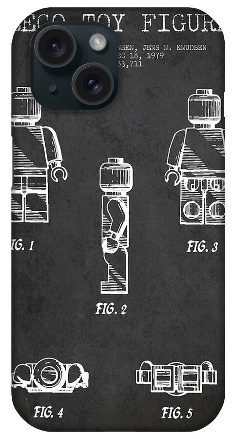 Lego iPhone Case featuring the digital art Lego Toy Figure Patent - Dark #2 by Aged Pixel