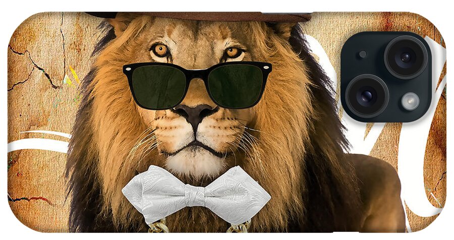 Hip iPhone Case featuring the mixed media Lion Collection #10 by Marvin Blaine