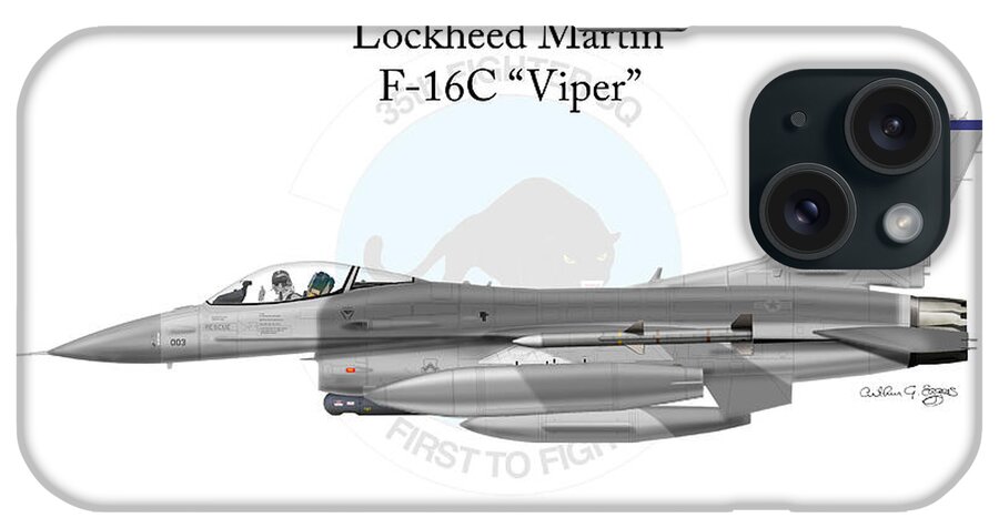 Lockheed Martin iPhone Case featuring the digital art Lockheed Martin F-16C Viper #4 by Arthur Eggers