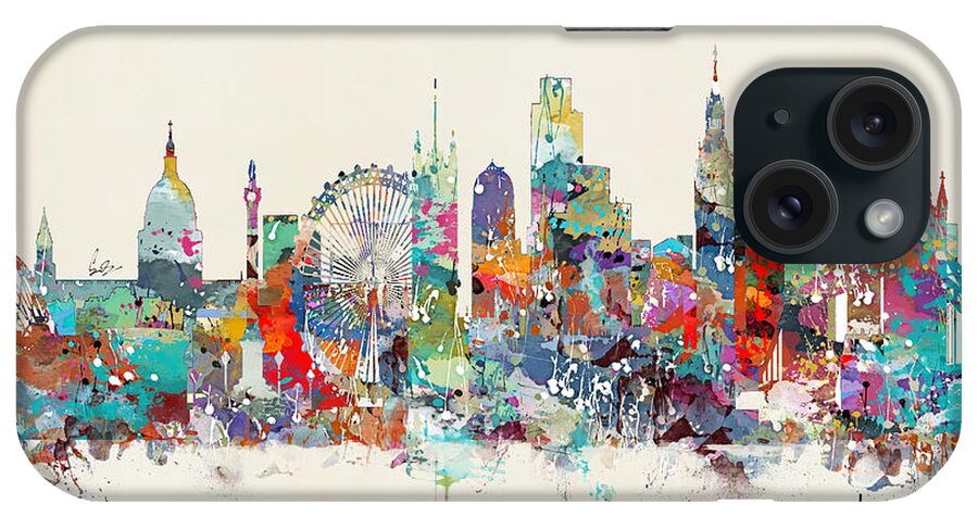 London City Skyline iPhone Case featuring the painting London City Skyline #1 by Bri Buckley