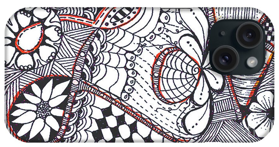 Zentangle iPhone Case featuring the mixed media Love by Ruth Dailey