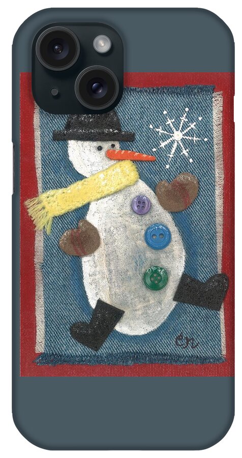 Snowman iPhone Case featuring the mixed media Mr. Snowjangles by Carol Neal
