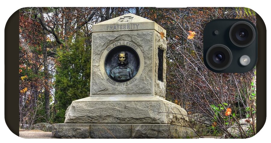 Civil War iPhone Case featuring the photograph New York at Gettysburg - 140th NY Volunteer Infantry Little Round Top Colonel Patrick O' Rorke #2 by Michael Mazaika