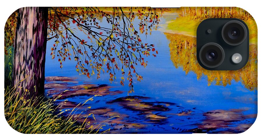 Blue Tone iPhone Case featuring the painting October Afternoon by Sher Nasser