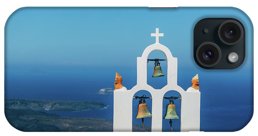 Scenics iPhone Case featuring the photograph Orthodox Church In Santorini #1 by Deimagine