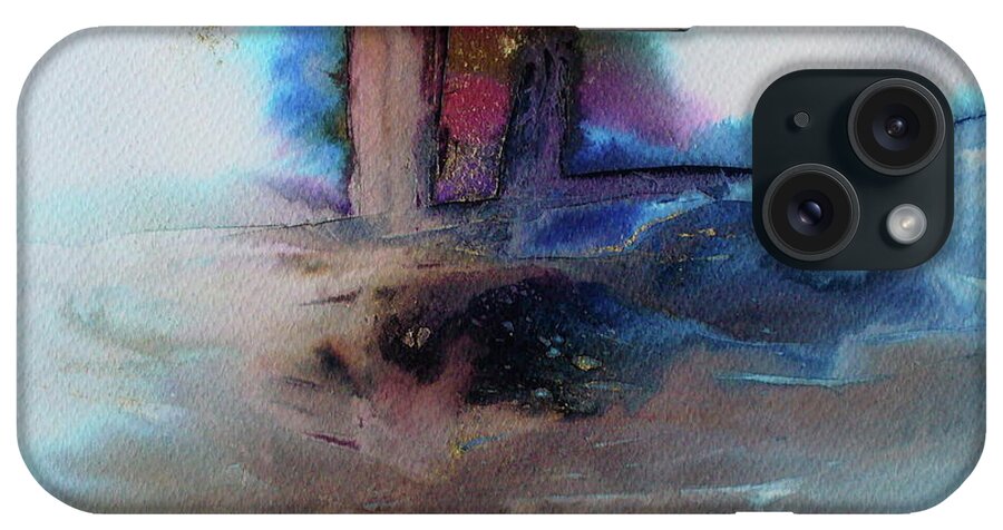 Abstract Art iPhone Case featuring the painting Out of the Mist by Mary Sullivan