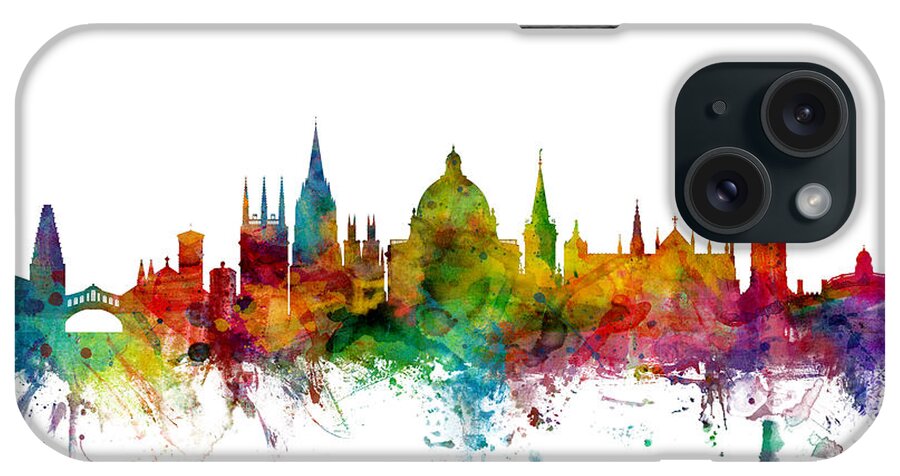 City iPhone Case featuring the digital art Oxford England Skyline #1 by Michael Tompsett