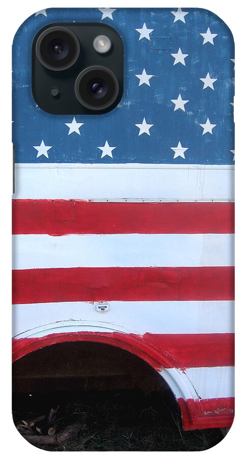 Painted Flag Junked Bus Coolidge Arizona 2004 iPhone Case featuring the photograph Painted Flag Junked Bus Coolidge Arizona 2004 #1 by David Lee Guss