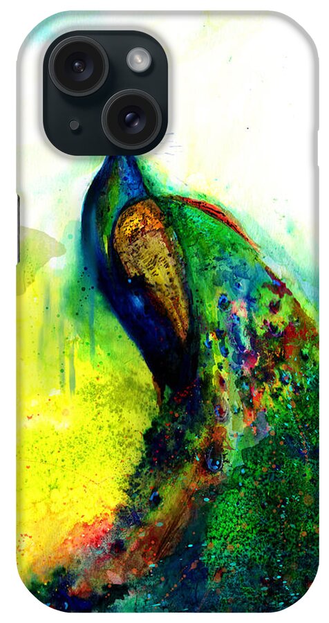 Painting iPhone Case featuring the painting Peacock #1 by Isabel Salvador