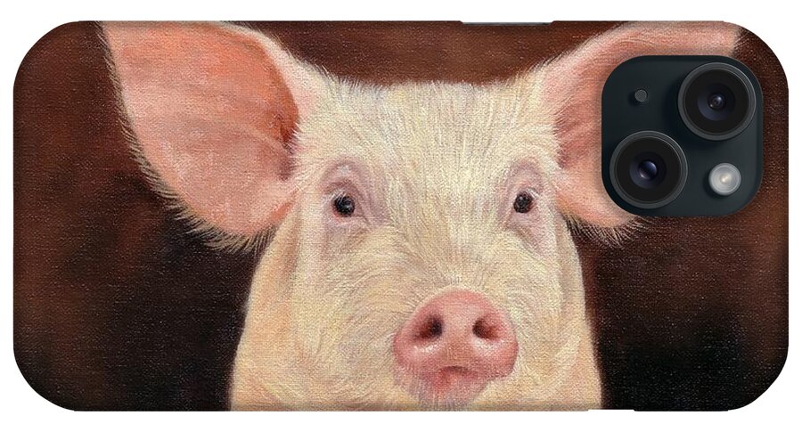 Pig iPhone Case featuring the painting Pig #1 by David Stribbling