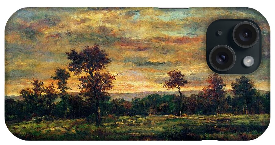 Theodore Rousseau iPhone Case featuring the painting Pond At The Edge Of A Wood #1 by Theodore Rousseau