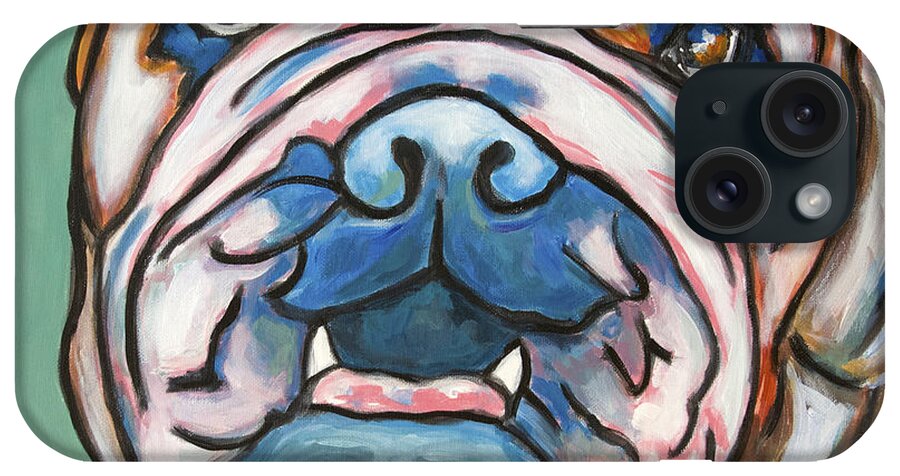 Bulldog iPhone Case featuring the painting Pop Art Bulldog #1 by Robin Wiesneth