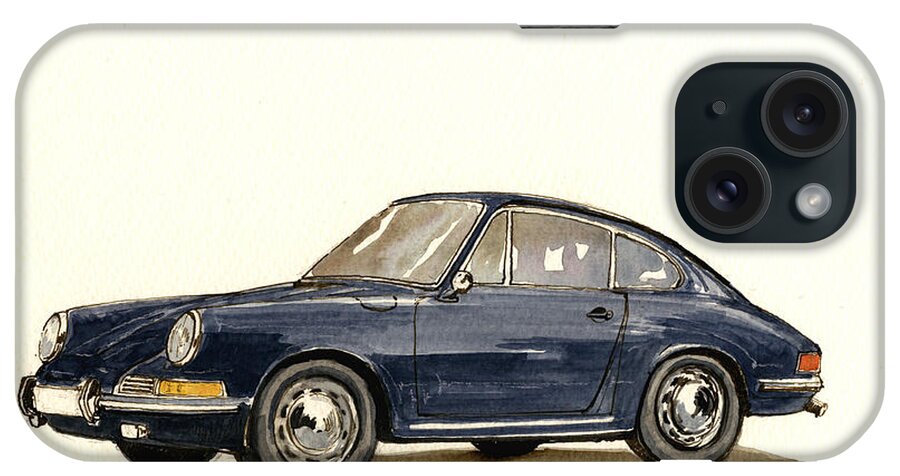 Porsche iPhone Case featuring the painting Porsche 911 classic #1 by Juan Bosco