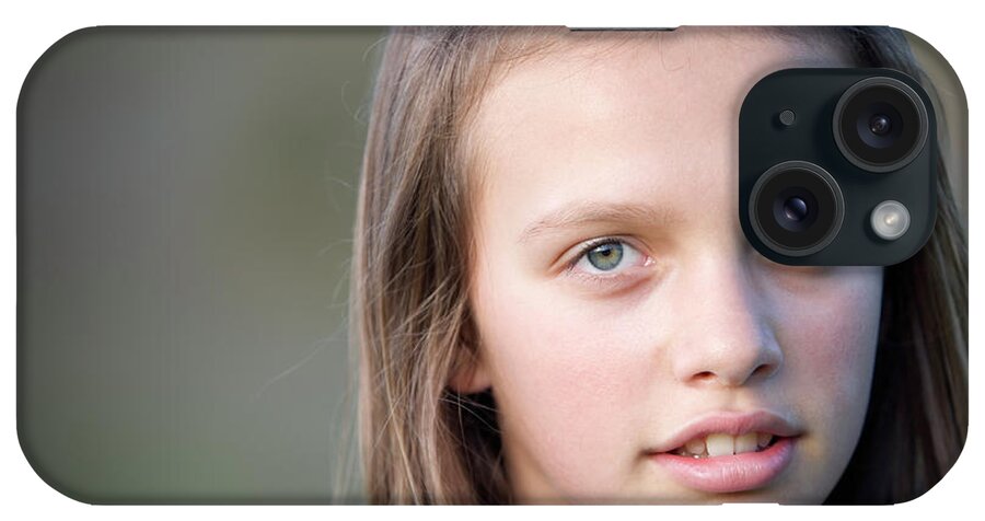 Adolescence iPhone Case featuring the photograph Portrait Of A Young Girl #1 by Ron Koeberer