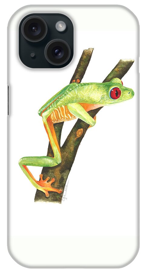 Red-eyed Treefrog iPhone Case featuring the painting Red-eyed Treefrog #2 by Cindy Hitchcock