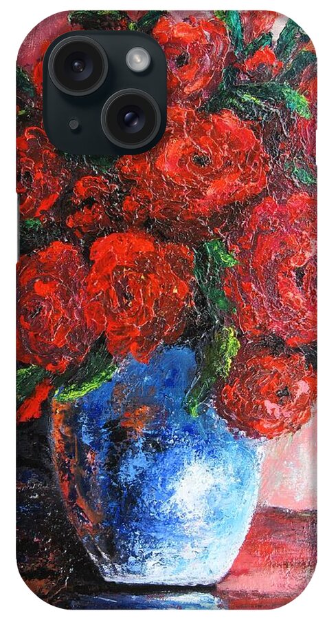 Flowers iPhone Case featuring the painting Red scent by Vesna Martinjak