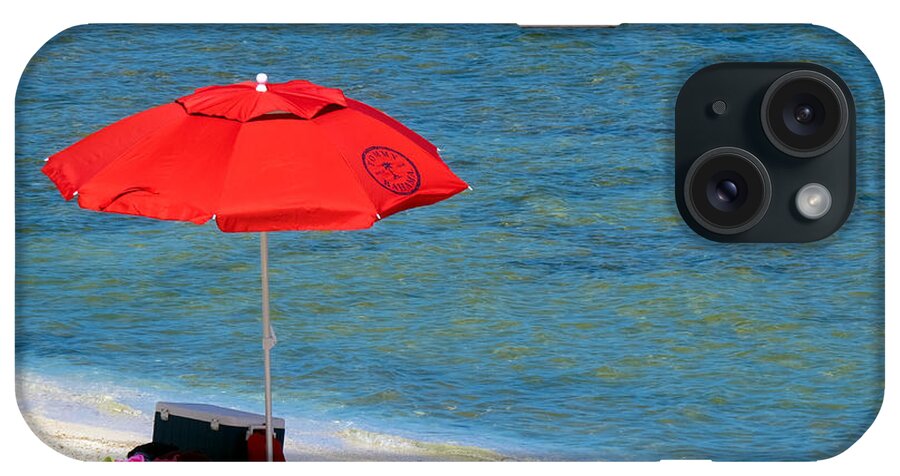 Beach iPhone Case featuring the photograph Red Umbrella by Terry Ann Morris