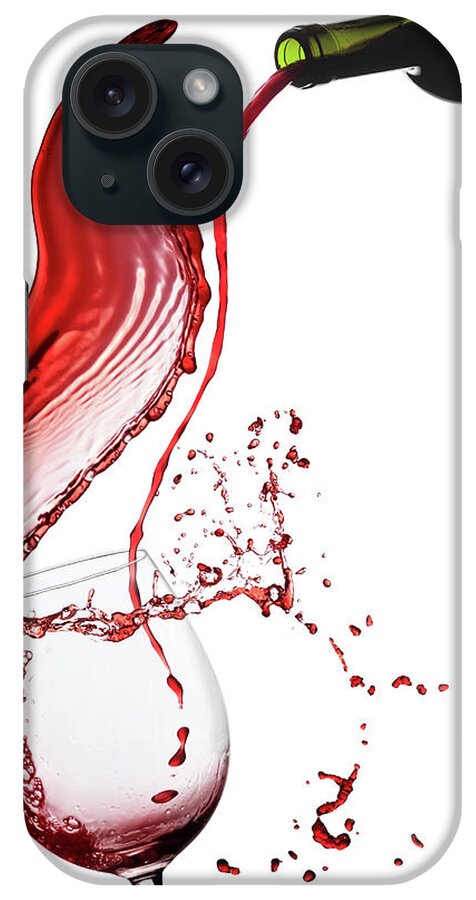 White Background iPhone Case featuring the photograph Red Wine Poured Into Glas #1 by Valentinrussanov