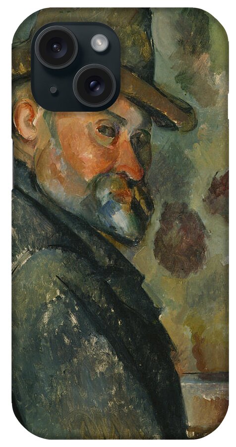 Self-portrait With A Hat iPhone Case featuring the painting Self-Portrait with a Hat #2 by Paul Cezanne