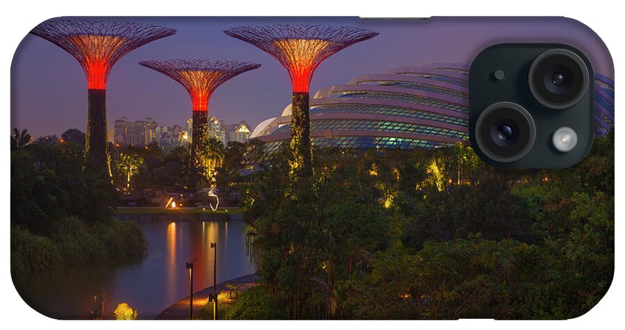 Architecture iPhone Case featuring the photograph Singapore Garden By The Sea Towers #1 by Jaynes Gallery