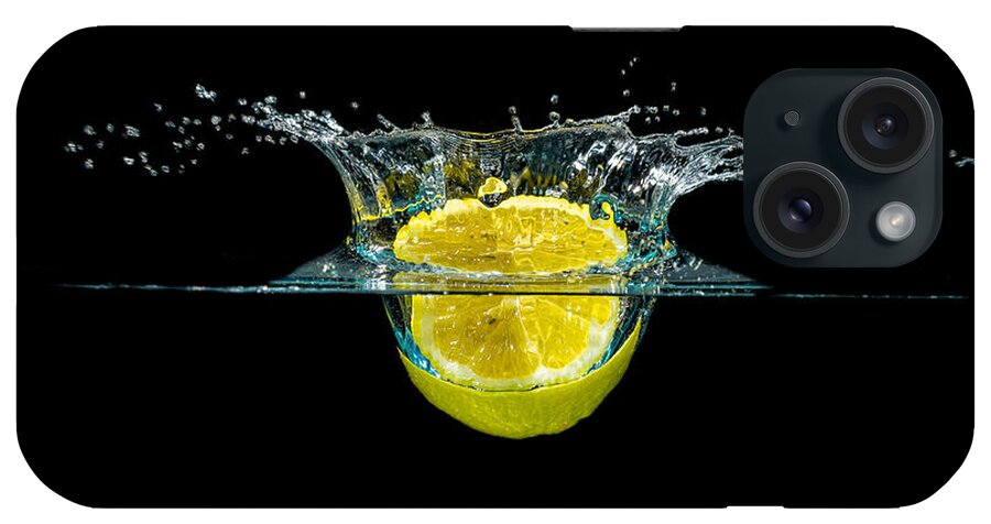 Beverage iPhone Case featuring the photograph Splashing Lemon #1 by Peter Lakomy