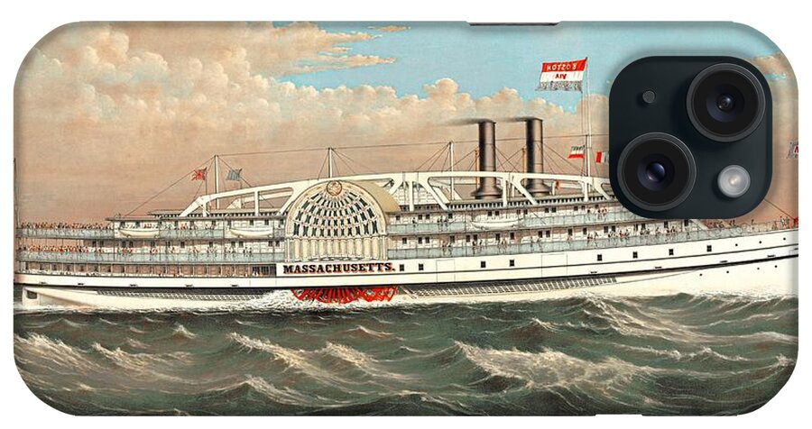 Steamship Massachusetts iPhone Case featuring the drawing Steamship Massachusetts by Nautical Chartworks