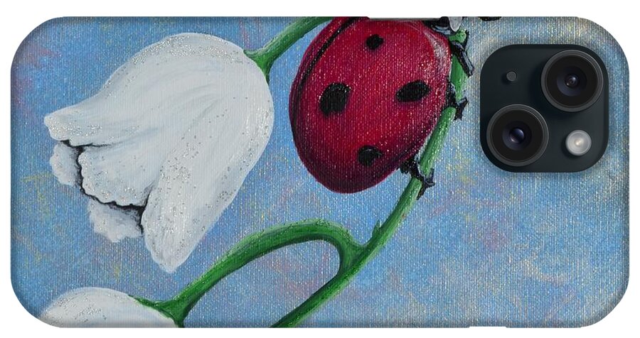 Ladybug iPhone Case featuring the painting Still holding on by Meganne Peck