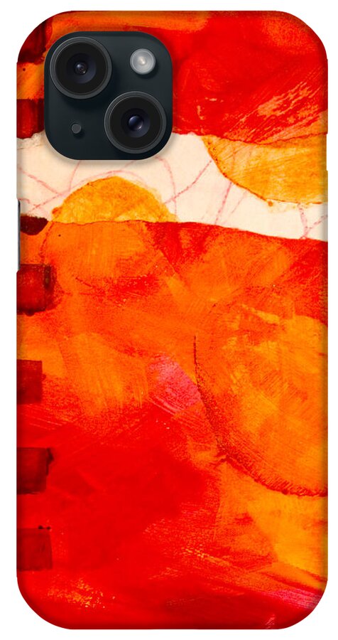 Red iPhone Case featuring the painting Sunrise #1 by Nancy Merkle