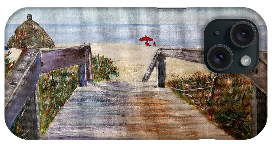 Walkway iPhone Case featuring the painting To the beach by Marilyn McNish