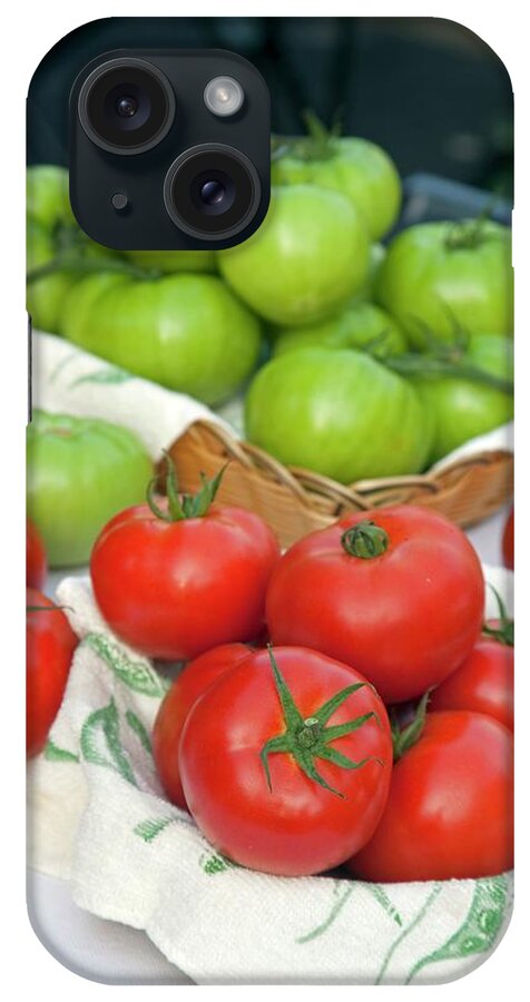 Food iPhone Case featuring the photograph Tomatoes On Sale At A Farmers Market #1 by Jim West
