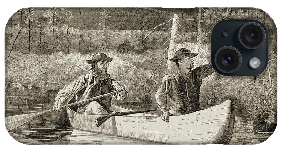 Winslow Homer iPhone Case featuring the painting Trapping in the Adirondacks #1 by Winslow Homer