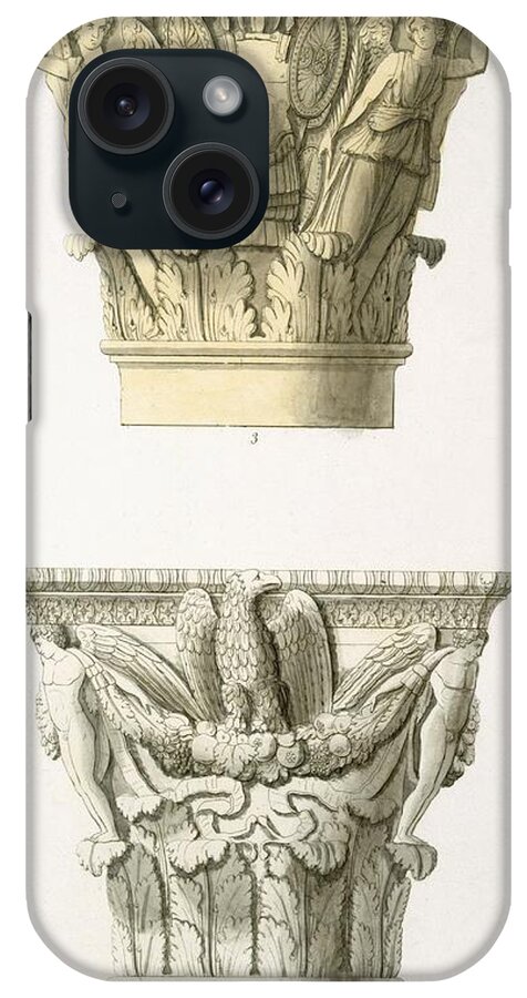 Architecture iPhone Case featuring the drawing Two Column Capitals by .