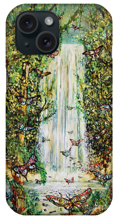 Waterfall Of Prosperity iPhone Case featuring the painting Waterfall Of Prosperity II by Dariusz Orszulik