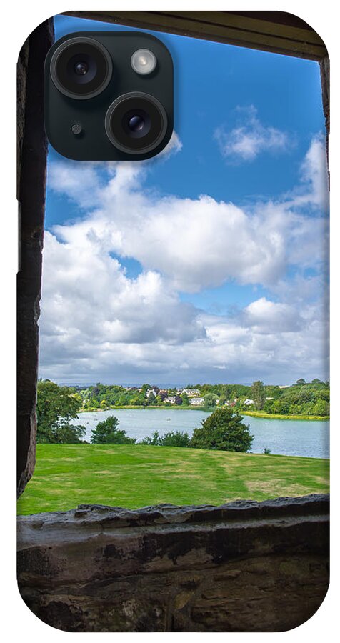 Scotland iPhone Case featuring the photograph Window in Linlithgow Palace with view to a beautiful scottish landscape by Andreas Berthold