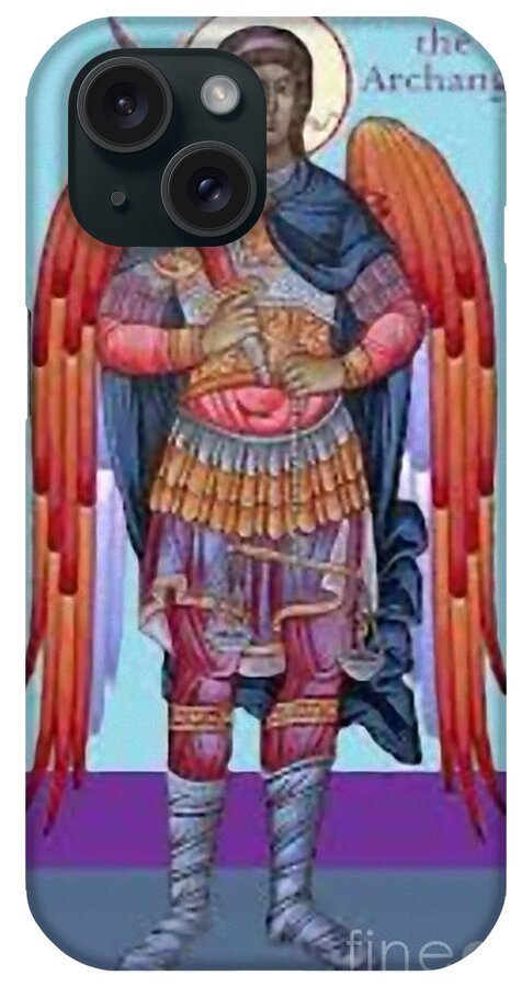 Warrior iPhone Case featuring the painting Saint Michael #10 by Archangelus Gallery