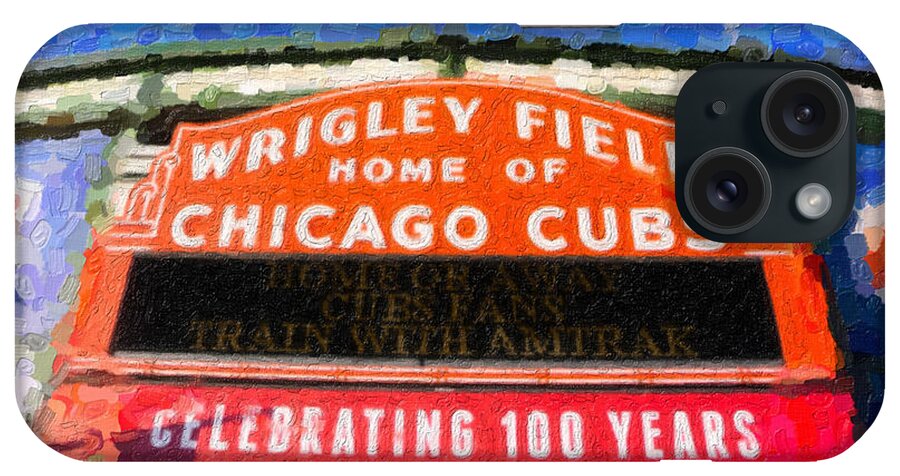 Wrigley iPhone Case featuring the digital art 1060 W. Addison by Laura Orrico