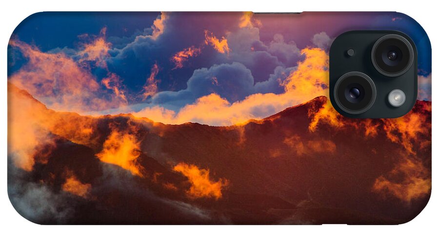 Haleakala National Park iPhone Case featuring the photograph Clouds at sunrise over Haleakala Crater Maui Hawaii USA #14 by Don Landwehrle