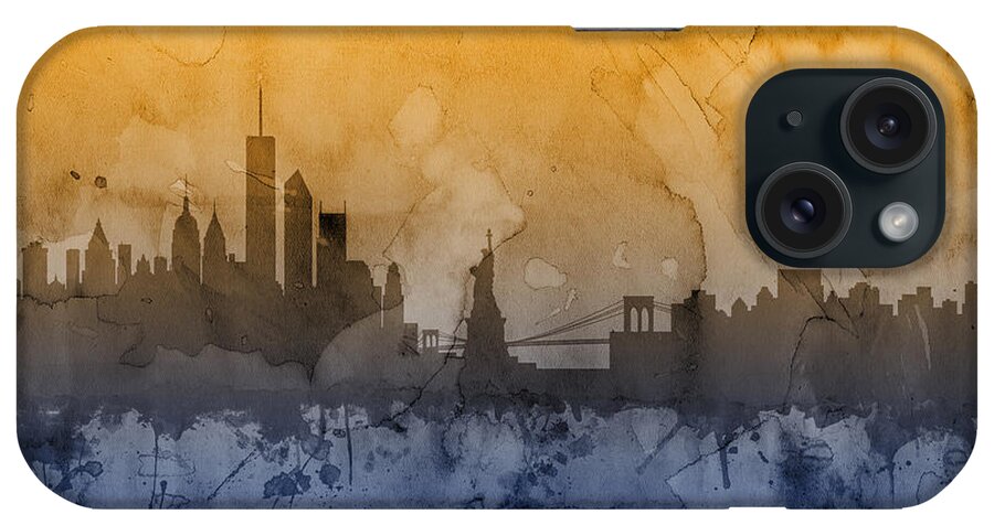 United States iPhone Case featuring the digital art New York Skyline #14 by Michael Tompsett