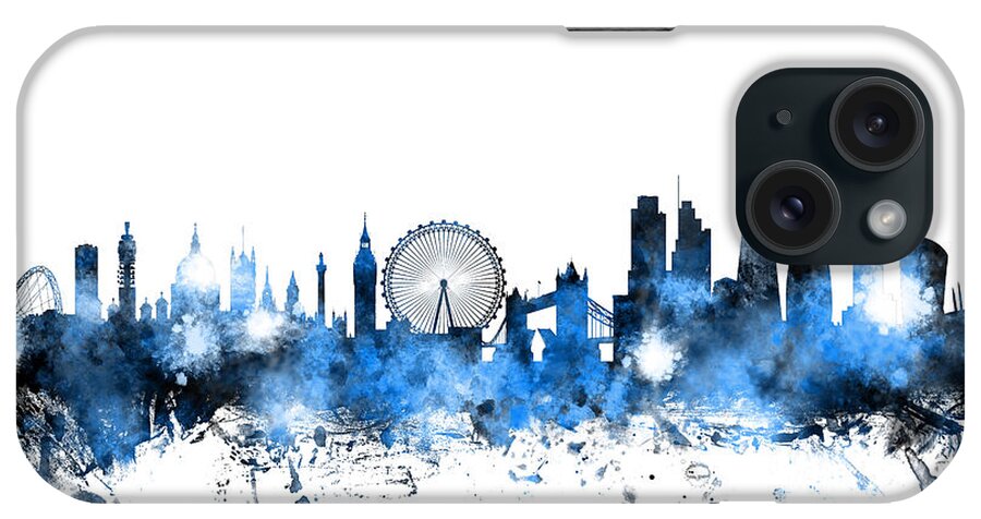 London iPhone Case featuring the digital art London England Skyline #15 by Michael Tompsett