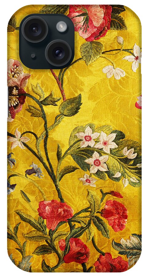 Jacobean iPhone Case featuring the photograph 17th Century Embroidery on Silk Brocade by Brenda Kean