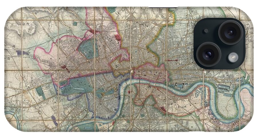 A Rare iPhone Case featuring the photograph 1852 Davies Case Map or Pocket Map of London by Paul Fearn