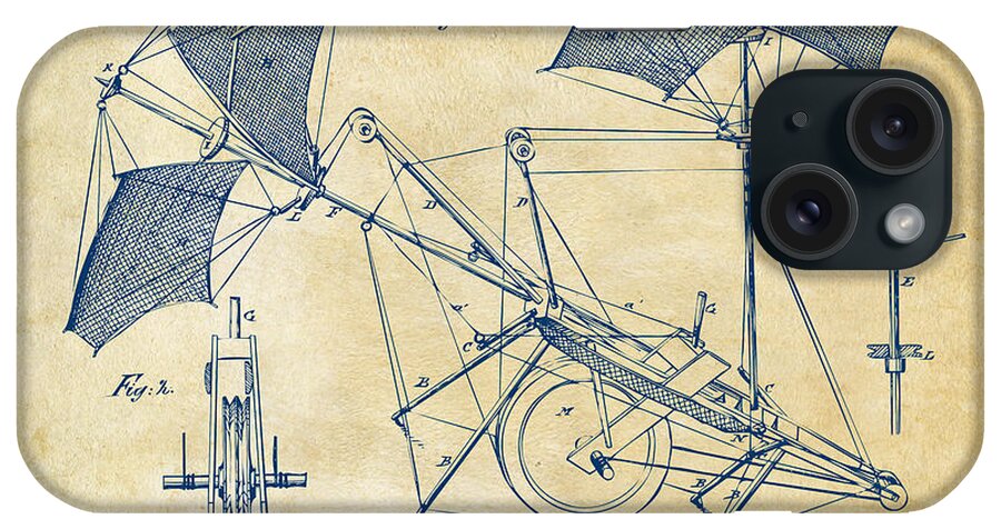 Aerial Ship iPhone Case featuring the digital art 1879 Quinby Aerial Ship Patent Minimal - Vintage by Nikki Marie Smith