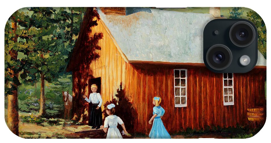 1800's iPhone Case featuring the painting 1896 School house by Mary Giacomini