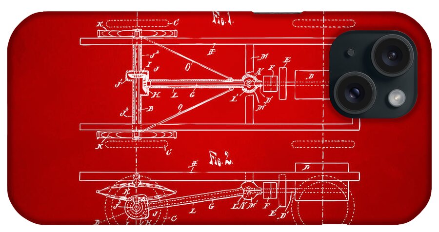 Henry Ford iPhone Case featuring the digital art 1903 Henry Ford Model T Patent Red by Nikki Marie Smith