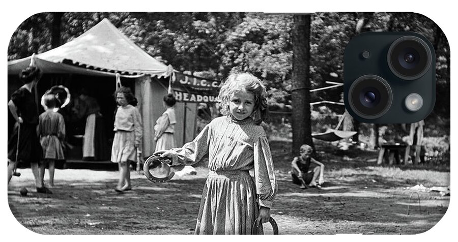 Photography iPhone Case featuring the photograph 1910s Little Girl Pitching Horseshoes by Vintage Images