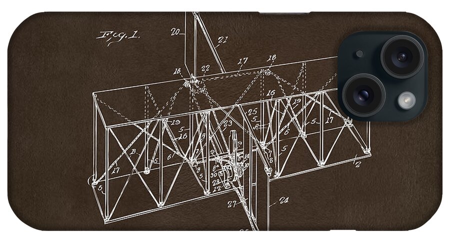 Wright Brothers iPhone Case featuring the digital art 1914 Wright Brothers Flying Machine Patent Espresso by Nikki Marie Smith