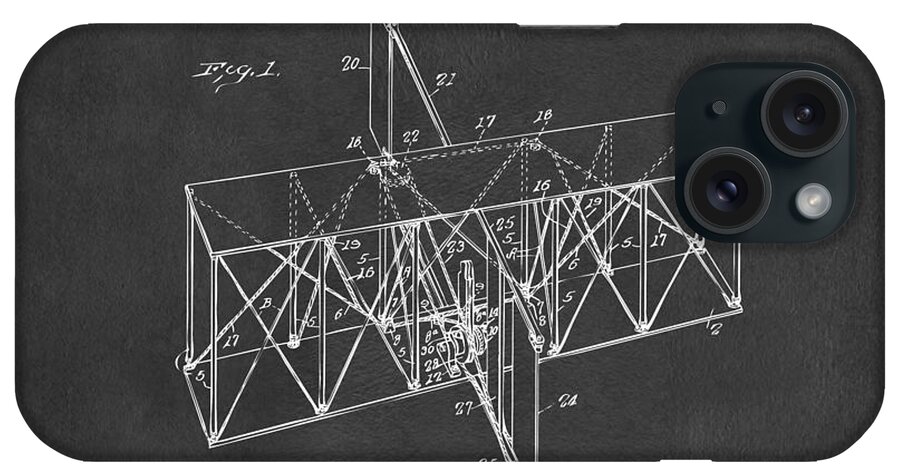 Wright Brothers iPhone Case featuring the digital art 1914 Wright Brothers Flying Machine Patent Gray by Nikki Marie Smith