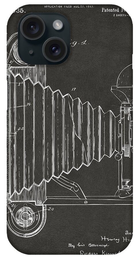Camera iPhone Case featuring the digital art 1920 Hess Camera Patent Artwork - Gray by Nikki Marie Smith